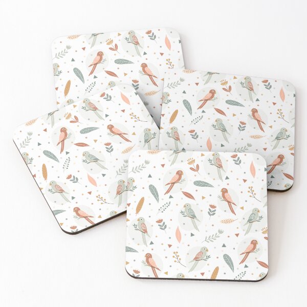 Item preview, Whimsical Pastel Parrots & Botanical Leaves designed and sold by CarolineRowland.