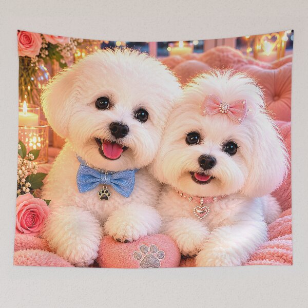 Item preview, Forever Friends – Adorable Bichon Frise Puppy Pair designed and sold by Atelier Éternelle.