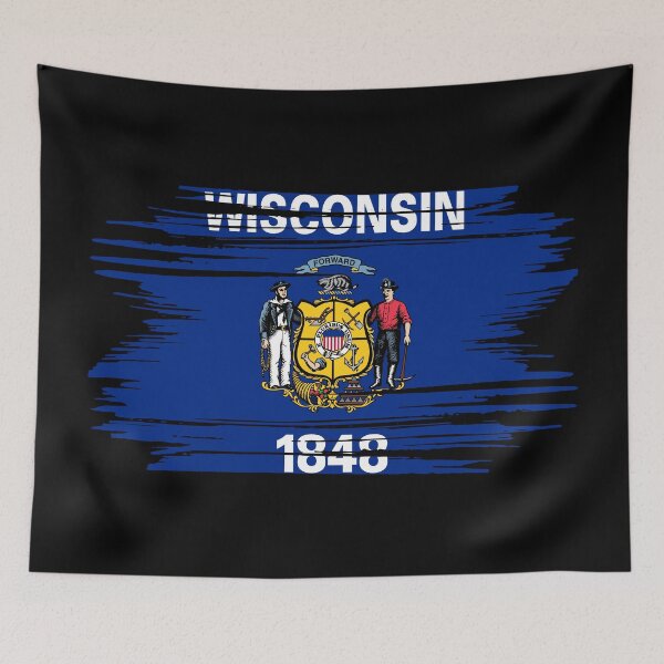 Item preview, Distressed Wisconsin State Flag WI designed and sold by shitpostee.
