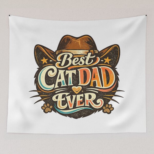 Item preview, Best Cat Dad Ever, Cowoby Retro Vintage Style designed and sold by graphic-genie.