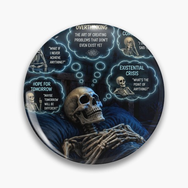 Item preview, Skeleton Overthinking 3AM Funny Anxiety Dark Humor Gift designed and sold by irfanshikh.