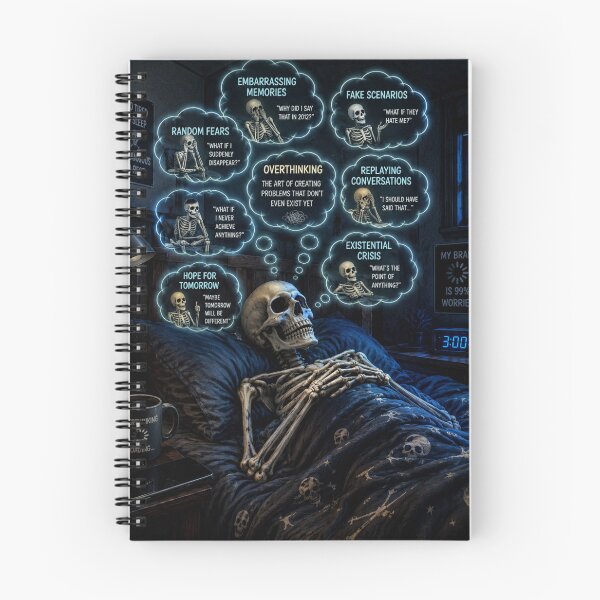 Item preview, Skeleton Overthinking 3AM Funny Anxiety Dark Humor Gift designed and sold by irfanshikh.