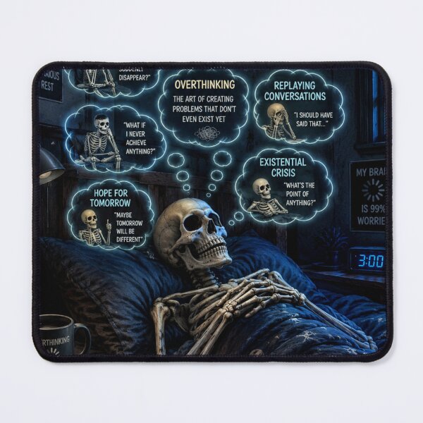 Item preview, Skeleton Overthinking 3AM Funny Anxiety Dark Humor Gift designed and sold by irfanshikh.