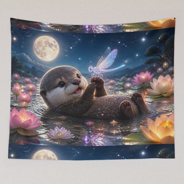 Item preview, Baby Otter and Magic Dragonfly designed and sold by sigmaartstudio.