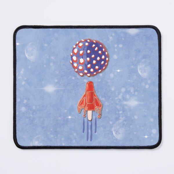 Item preview, Ice cream shaped like a spaceship heading to Mars, soft blue background designed and sold by WONDERPRINTVALLEY.