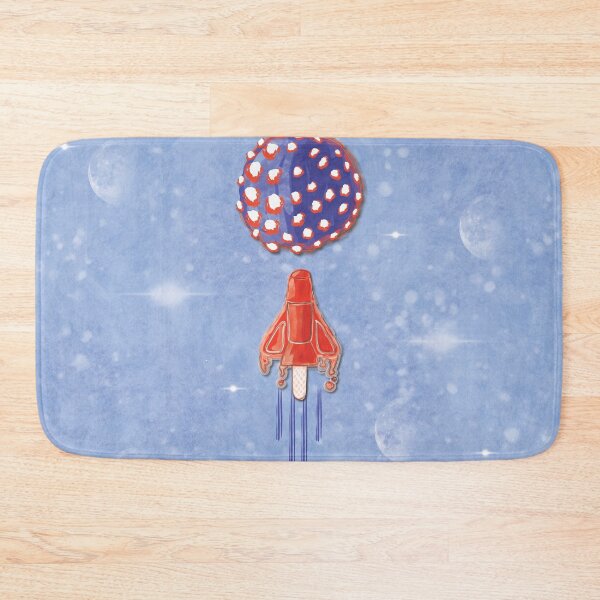 Item preview, Ice cream shaped like a spaceship heading to Mars, soft blue background designed and sold by WONDERPRINTVALLEY.