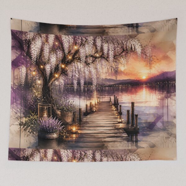 Item preview, Wisteria Pier with Fairy Lights designed and sold by sigmaartstudio.