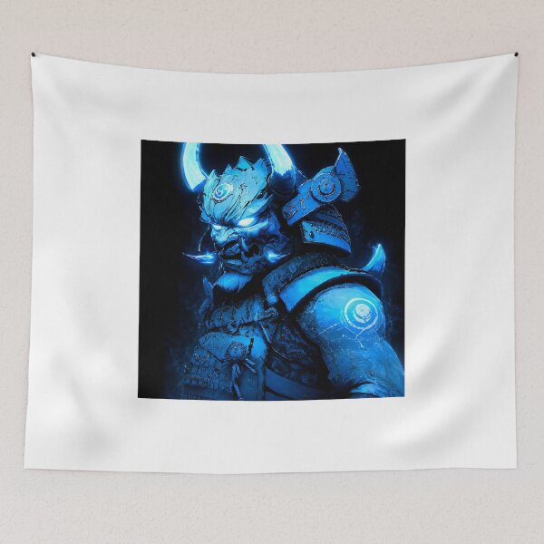 Item preview, Blue Oni Samurai Warrior – Neon Cyber Demon Armor designed and sold by Neo Tokio.