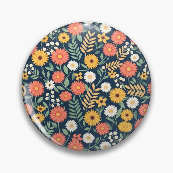 Item preview, Playful Navy Gerbera Daisy Floral Pattern designed and sold by VelloomStore.