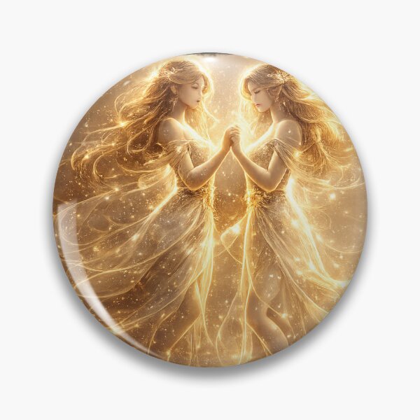 Item preview, Zodiac Gemini Gold Galaxy Fantasy Art Birthday Gift designed and sold by KI-Kunstwerk.