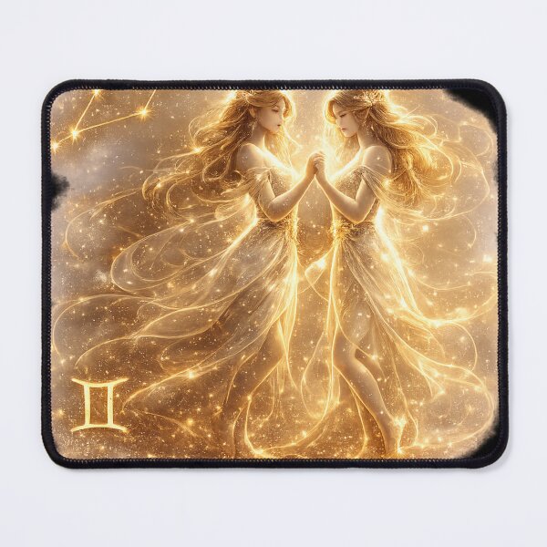 Item preview, Zodiac Gemini Gold Galaxy Fantasy Art Birthday Gift designed and sold by KI-Kunstwerk.