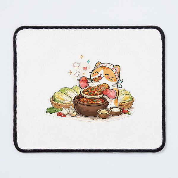 Item preview, Cute Orange Cat Making Kimchi Kawaii Korean Food Ginger Kitty Illustration designed and sold by NoopnyangStudio.