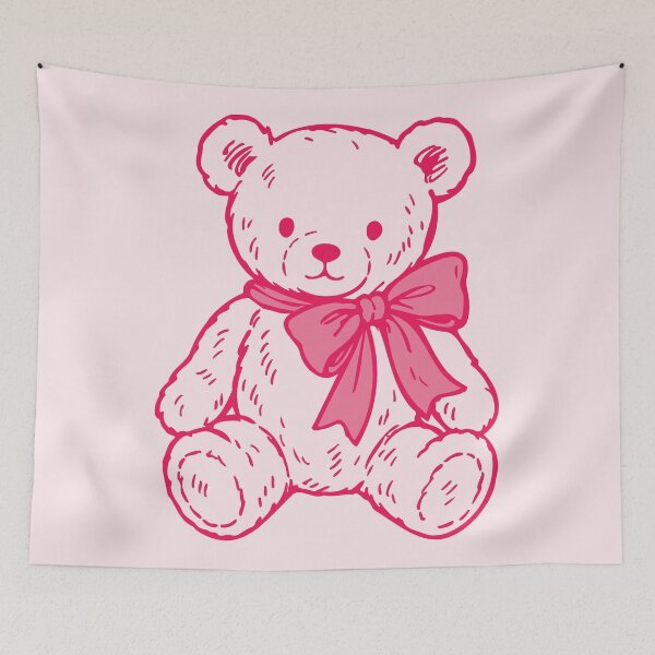 Item preview, Y2K Pop Pink Aesthetic Teddy Bear designed and sold by BrownHorse90s.