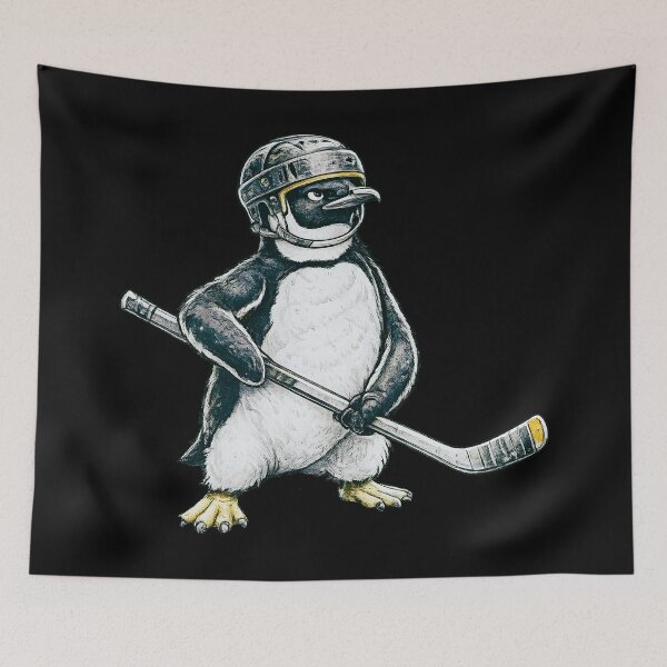 Item preview, Penguin Hockey Player Vintage Cartoon Sports Fan T-Shirt | Cute Ice Hockey Animal Graphic Gift designed and sold by Teetreasure2.