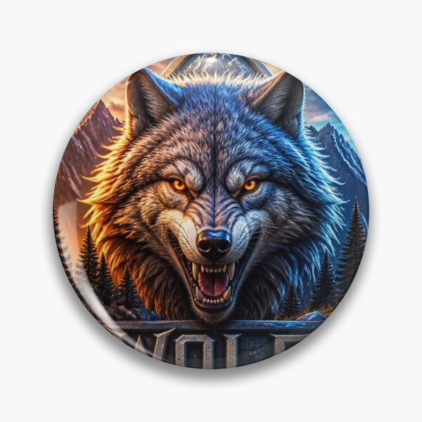 Item preview, Majestic Wolf Wilderness Mountains Crest Logo designed and sold by AgnesB77.