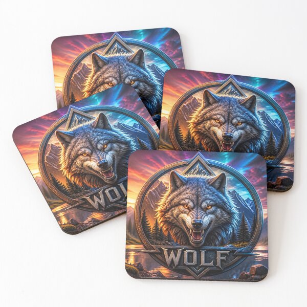 Item preview, Majestic Wolf Wilderness Mountains Crest Logo designed and sold by AgnesB77.