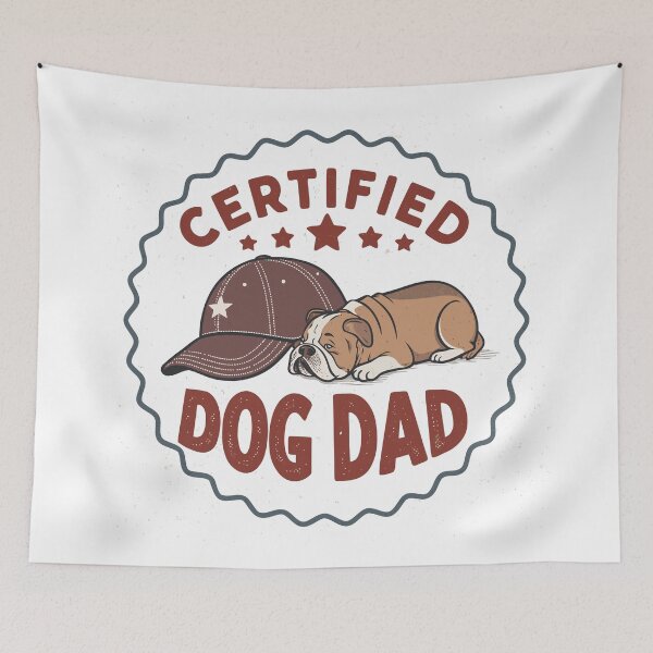 Item preview, Vintage Certified Dog Dad Emblem with Sleeping Bulldog and Classic Baseball Cap designed and sold by Ahmed-khafagy.