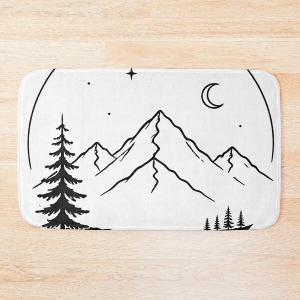 Item preview, Mountain Moon Night Landscape Line Art | Pine Tree Forest Adventure Design designed and sold by NBT-NOVA.