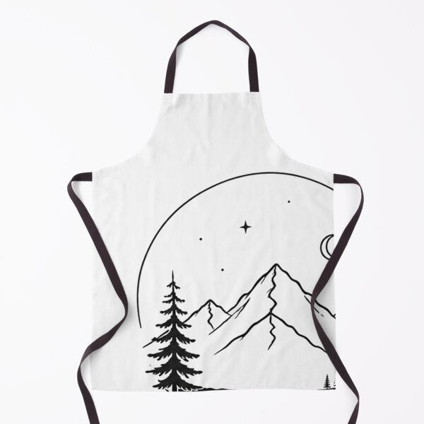 Item preview, Mountain Moon Night Landscape Line Art | Pine Tree Forest Adventure Design designed and sold by NBT-NOVA.
