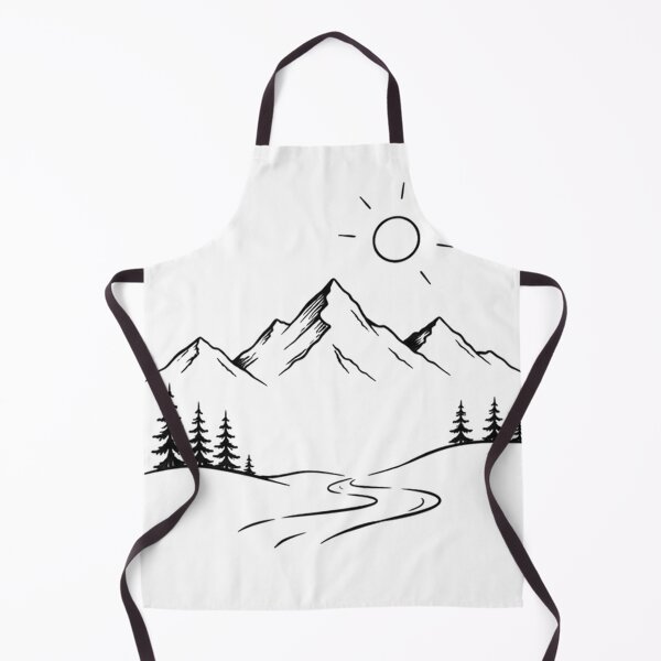 Item preview, Mountain Wilderness Line Art – Scenic Nature Landscape with Pine Trees, River & Sun | Minimalist Outdoor Adventure Design designed and sold by NBT-NOVA.