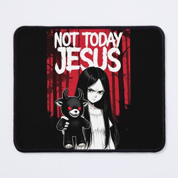 Item preview, Creepy Long Hair Girl Not Today Jesus Horror Poster designed and sold by DeimosArtIntl.