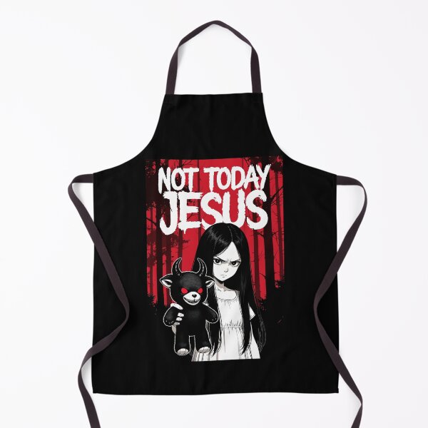 Item preview, Creepy Long Hair Girl Not Today Jesus Horror Poster designed and sold by DeimosArtIntl.