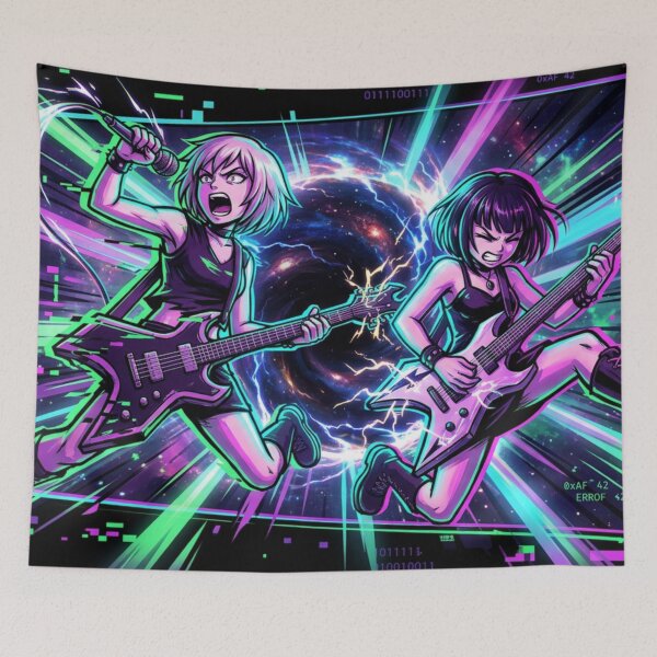 Item preview, Luna & Rin Rock Anomaly – Cyberpunk Concert Vector / Moonflower Resonance Official Merch designed and sold by dragon580.