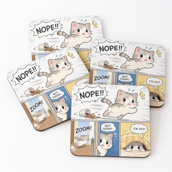 Item preview, cat spilled coffee run away designed and sold by HomeyDay.