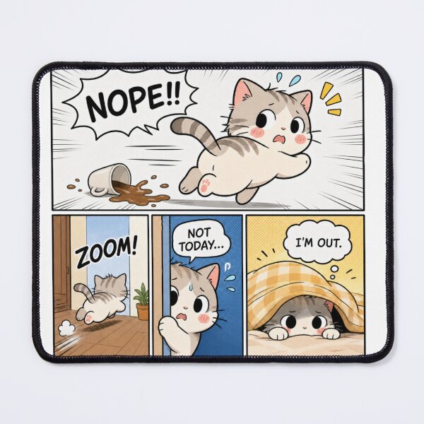 Item preview, cat spilled coffee run away designed and sold by HomeyDay.