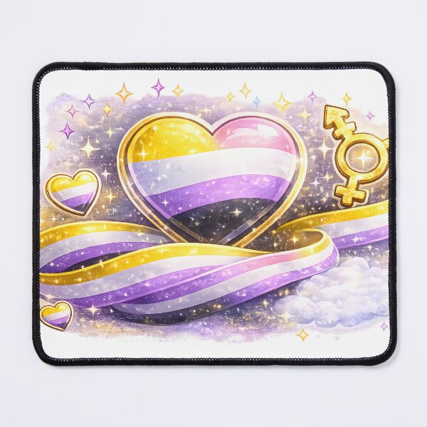 Item preview, Non-Binary Pride Heart Galaxy T-Shirt designed and sold by COOLJJ.