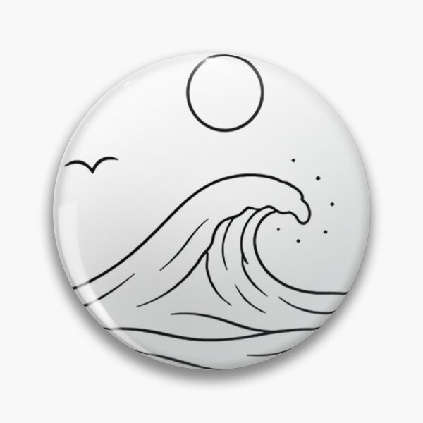 Item preview, Moonlit Ocean Wave Line Art | Minimalist Sea Illustration | Coastal Aesthetic Drawing designed and sold by NBT-NOVA.