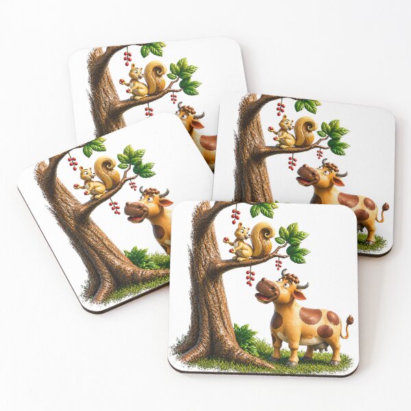 Item preview, No Sharing - Playful Cow and Squirrel  designed and sold by Gowoo Lifestyle.