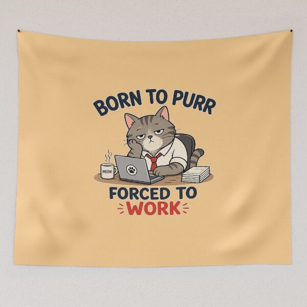 Item preview, Born to purr, forced to work cat antisocial designed and sold by vecart34.