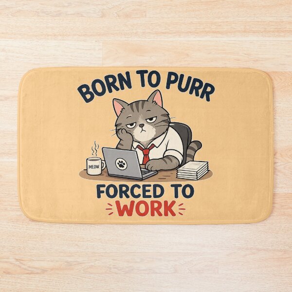 Item preview, Born to purr, forced to work cat antisocial designed and sold by vecart34.