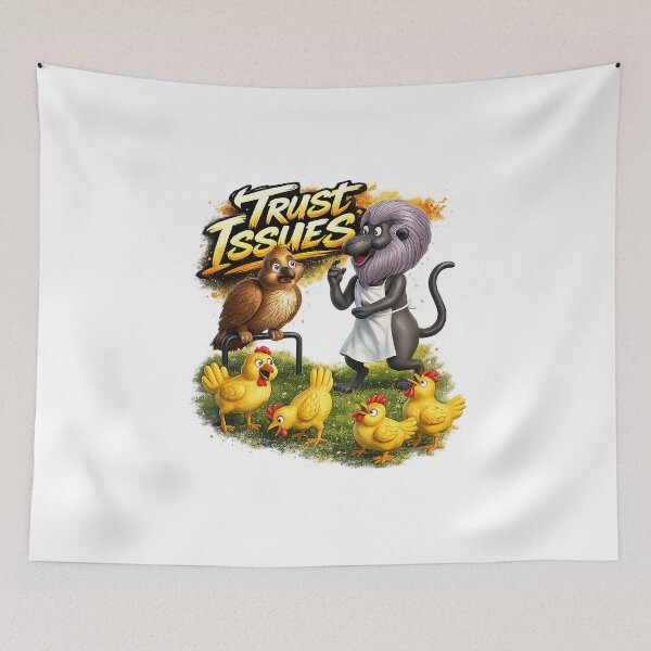Item preview, Trust Issues - Funny Animal Design with a Lion and Chickens designed and sold by Gowoo Lifestyle.