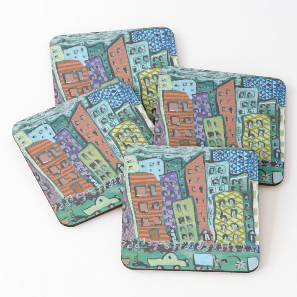 Item preview, City Rhythm - Whimsical Multimedia Urban Abstract  designed and sold by ShonaCallumArt.