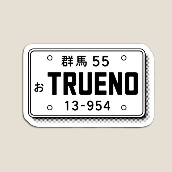 Item preview, Initial Trueno B&W Manga Plate Sticker designed and sold by MUGEN WORKS.