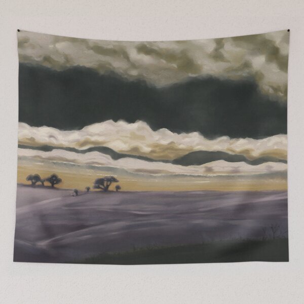 Item preview, Before the Storm — Moody Landscape Art Print, Atmospheric Sky Wall Art, Dark Nature Print, Plum and Ochre Landscape Poster, Dramatic Weather Art designed and sold by DesignsByCornea.