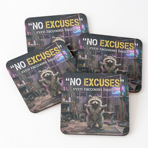 Item preview, No Excuses Raccoon | Funny Gym Motivation Meme T-Shirt designed and sold by DmaarGroup.
