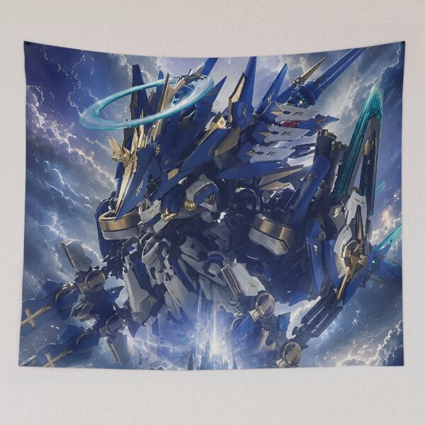 Item preview, Celestial Azure Mecha Guardian – Epic Sci-Fi Robot Warrior Anime  designed and sold by Dyan4.