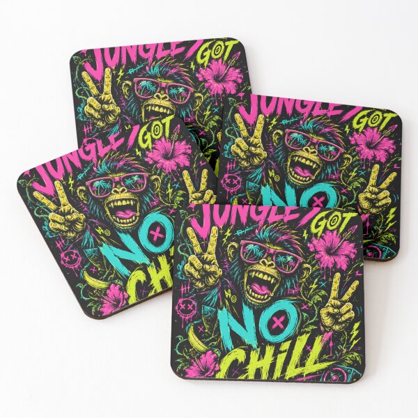 Item preview, Jungle’s Got No Chill - Neon Peace Sign Ape Graffiti designed and sold by FocusedPatterns.