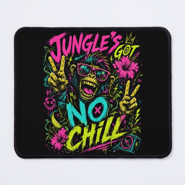 Item preview, Jungle’s Got No Chill - Neon Peace Sign Ape Graffiti designed and sold by FocusedPatterns.