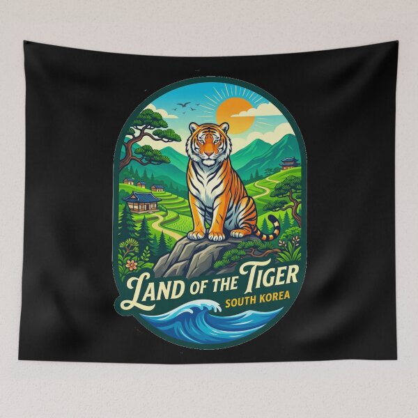 Item preview, Land of the Tiger South Korea Travel Poster | Korean Tiger Nature Art designed and sold by Dikshant Goyal.