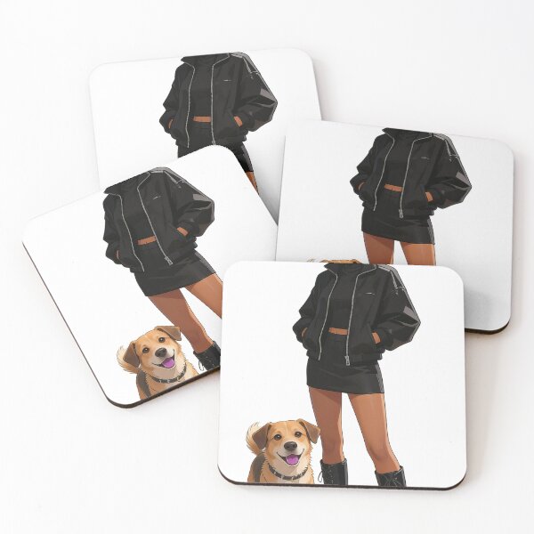 Item preview, Black Fashion Girl With Golden Retriever Dog designed and sold by MallysEmpire.