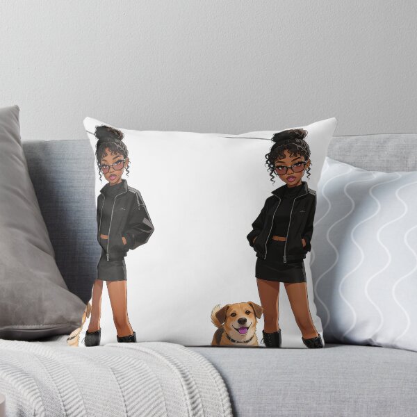 Item preview, Black Fashion Girl With Golden Retriever Dog designed and sold by MallysEmpire.