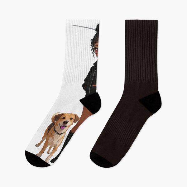 Item preview, Black Fashion Girl With Golden Retriever Dog designed and sold by MallysEmpire.