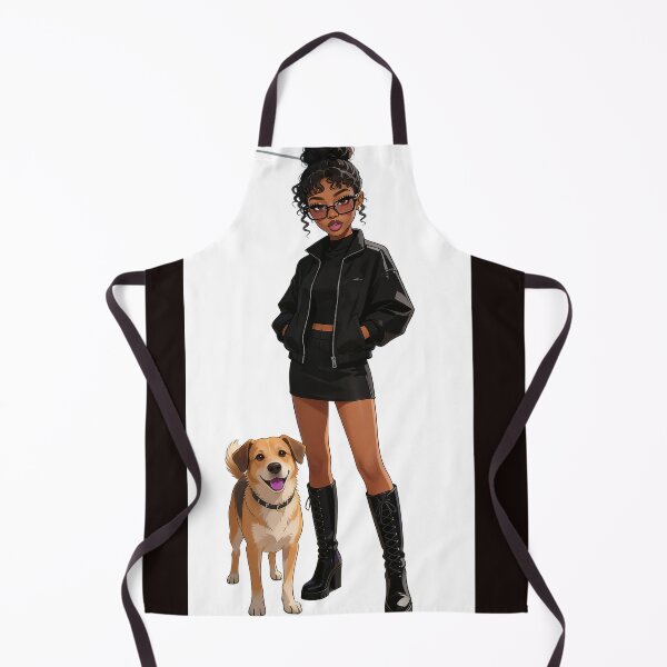 Item preview, Black Fashion Girl With Golden Retriever Dog designed and sold by MallysEmpire.