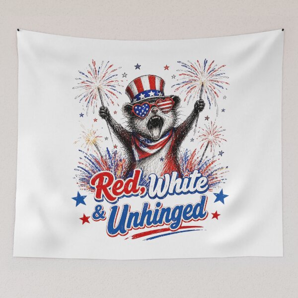 Item preview, RED, WHITE & UNHINGED 4th of July Raccoon designed and sold by BlightedArt.