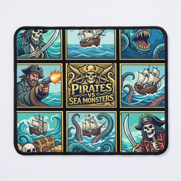 Item preview, Pirates vs Sea Monsters Pop Art designed and sold by redsharkuk.