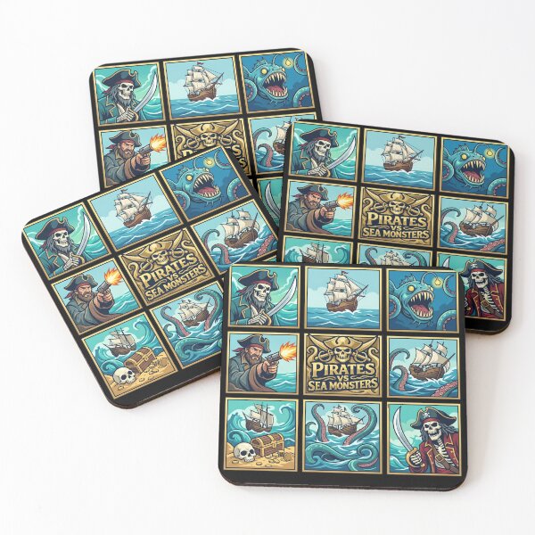 Item preview, Pirates vs Sea Monsters Pop Art designed and sold by redsharkuk.